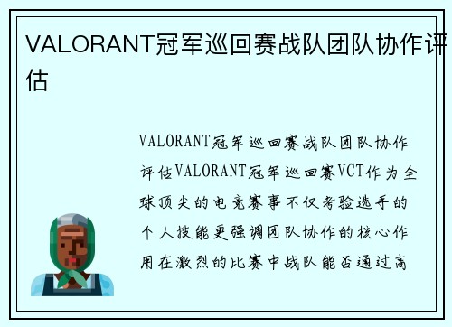 VALORANT冠军巡回赛战队团队协作评估